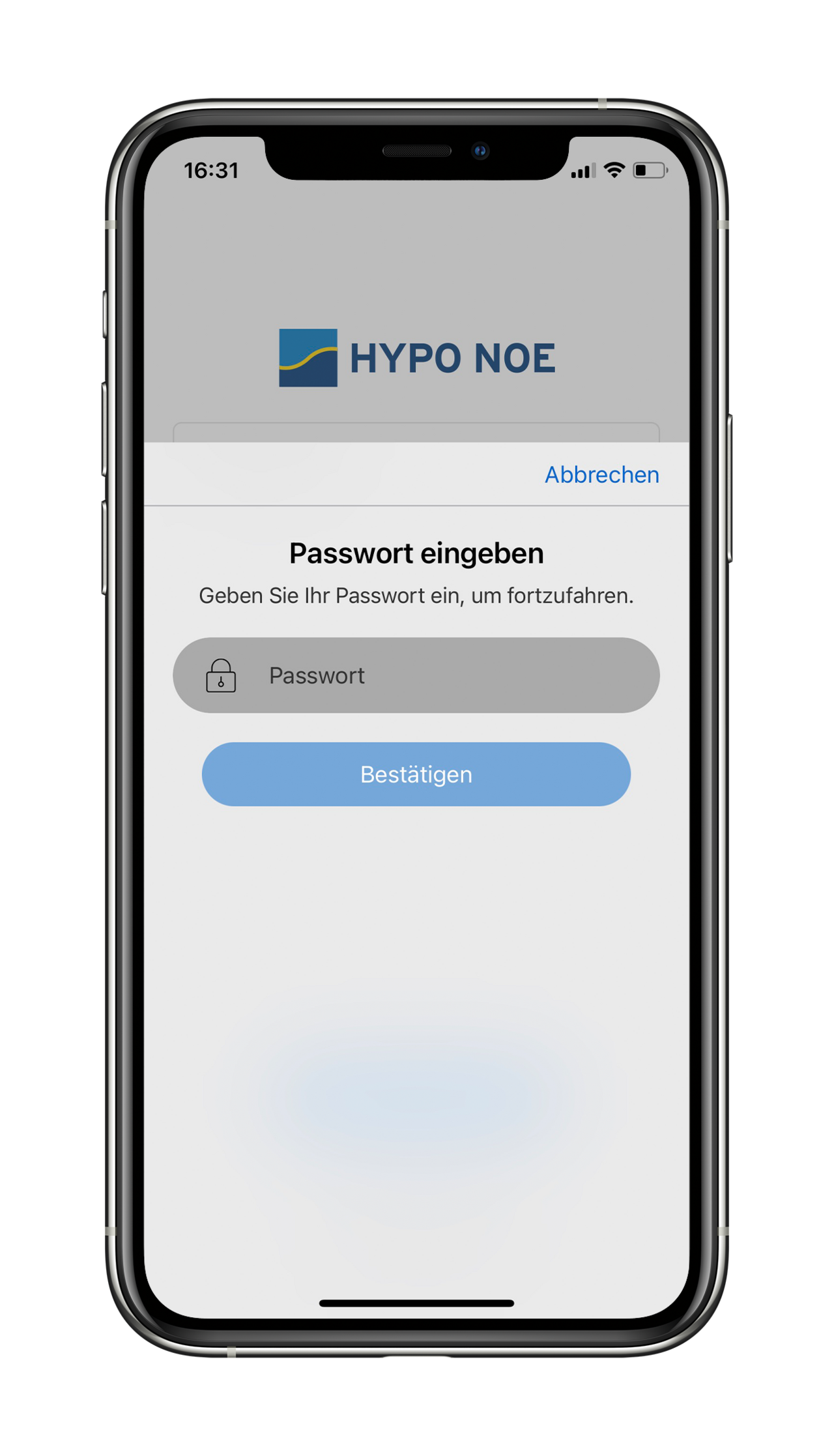 HYPO NOE Pay App Passworteingabe